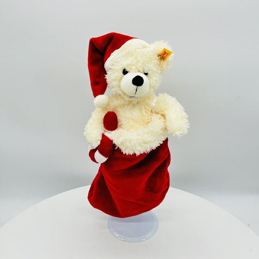 Steiff 111525 Teddybär Weihnachten mit Zuckerstange im Strumpf 28 cm