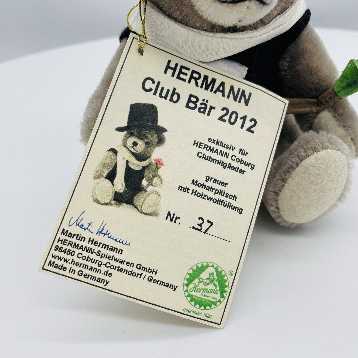 Hermann Coburg Teddybär Rosenkavalier 19cm Mohair