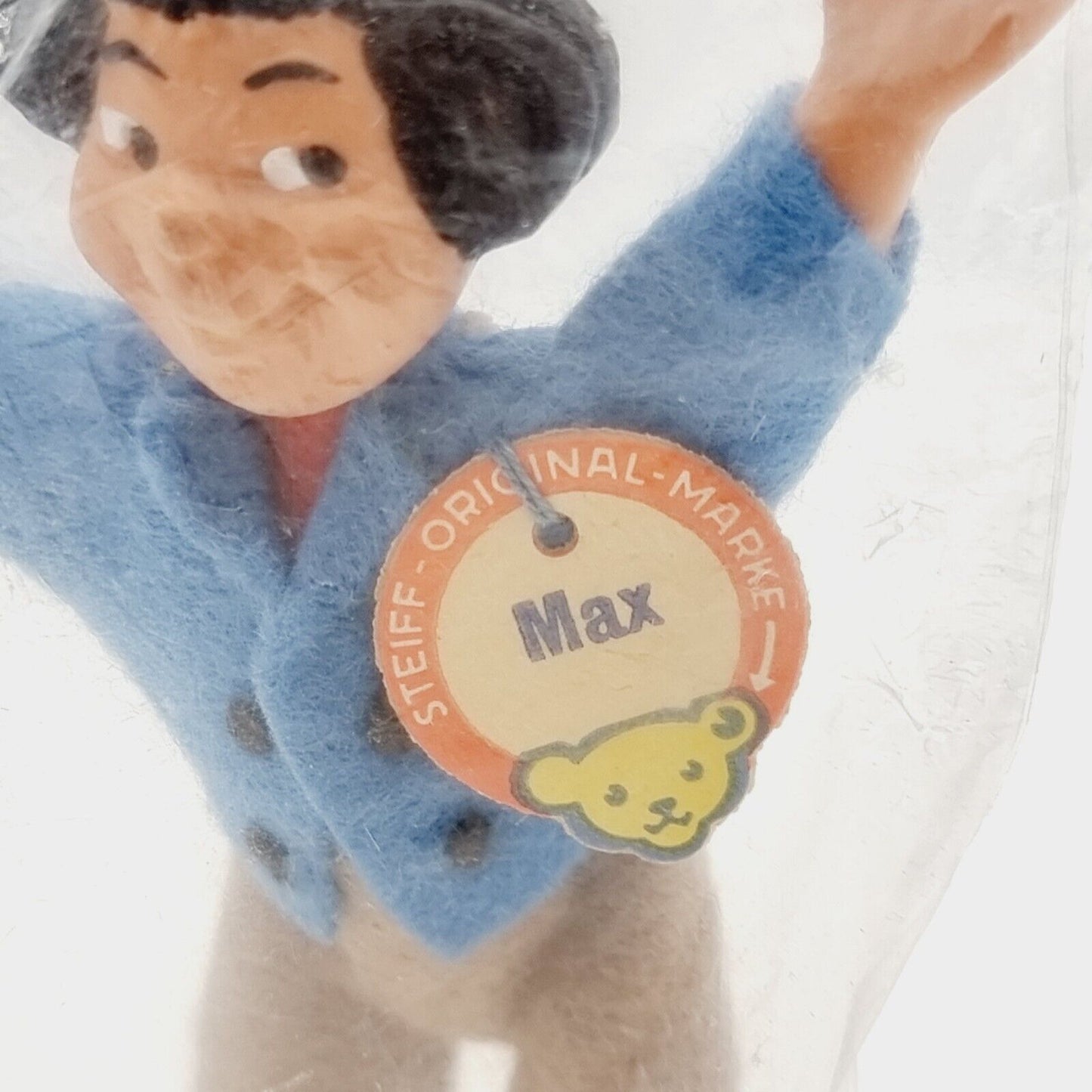 Steiff 8710,70 Biegefigur Max mit Filzbekleidung Originalverpackung 1962 - 1963