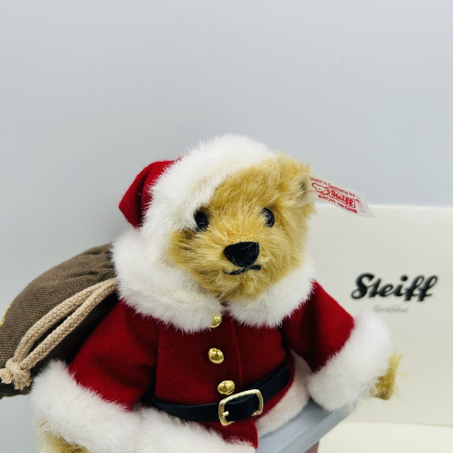 Steiff 038679 Teddybär Weihnachtsmann mit Kamin limitiert 2008 19 cm Mohair