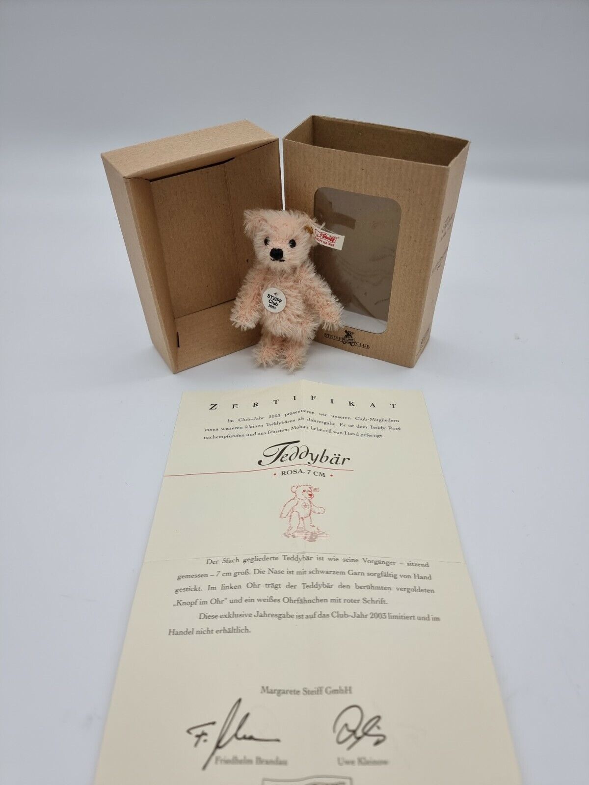 Steiff Club Jahresgeschenk Teddybären limitiert Zertifikat OVP Sammler 2003