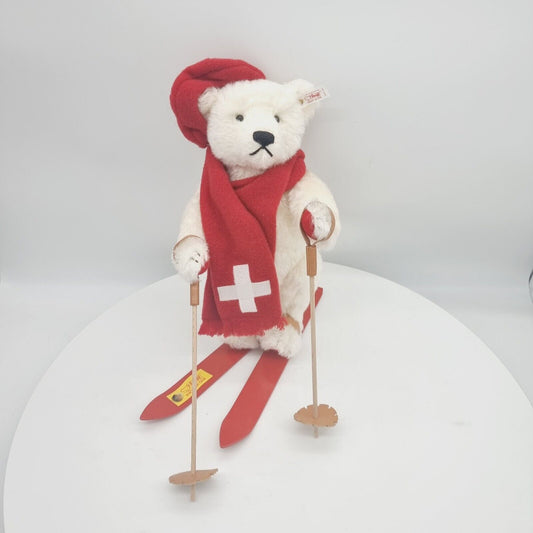 Steiff 660146 Skifahrer Teddybär weiß 34 cm 2000 limitiert 1500 exklusiv Schweiz