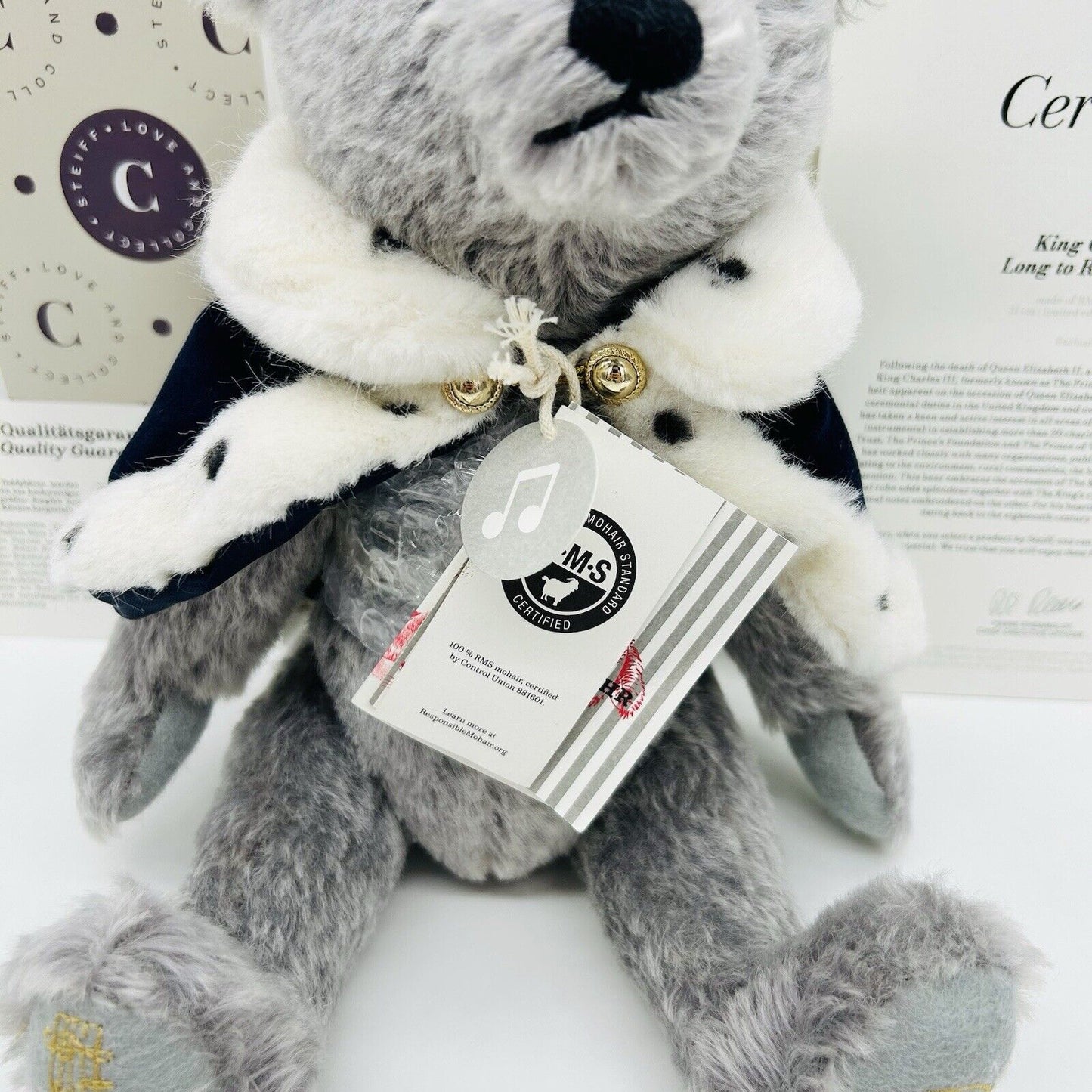 Steiff 691515 Teddybär King Charles III limitiert 2022 32 cm Mohair