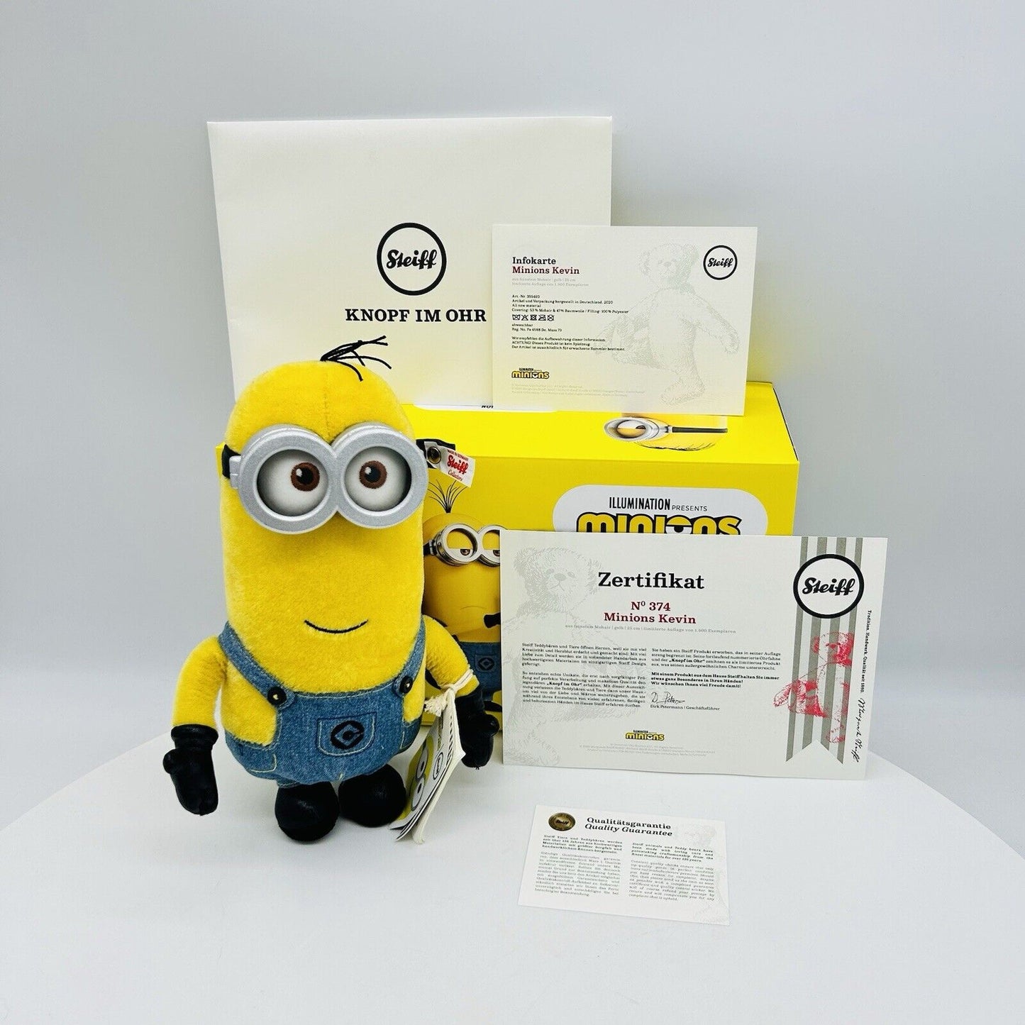 Steiff 355493 Minions Kevin limitiert 1500 aus 2020 25 cm Mohair