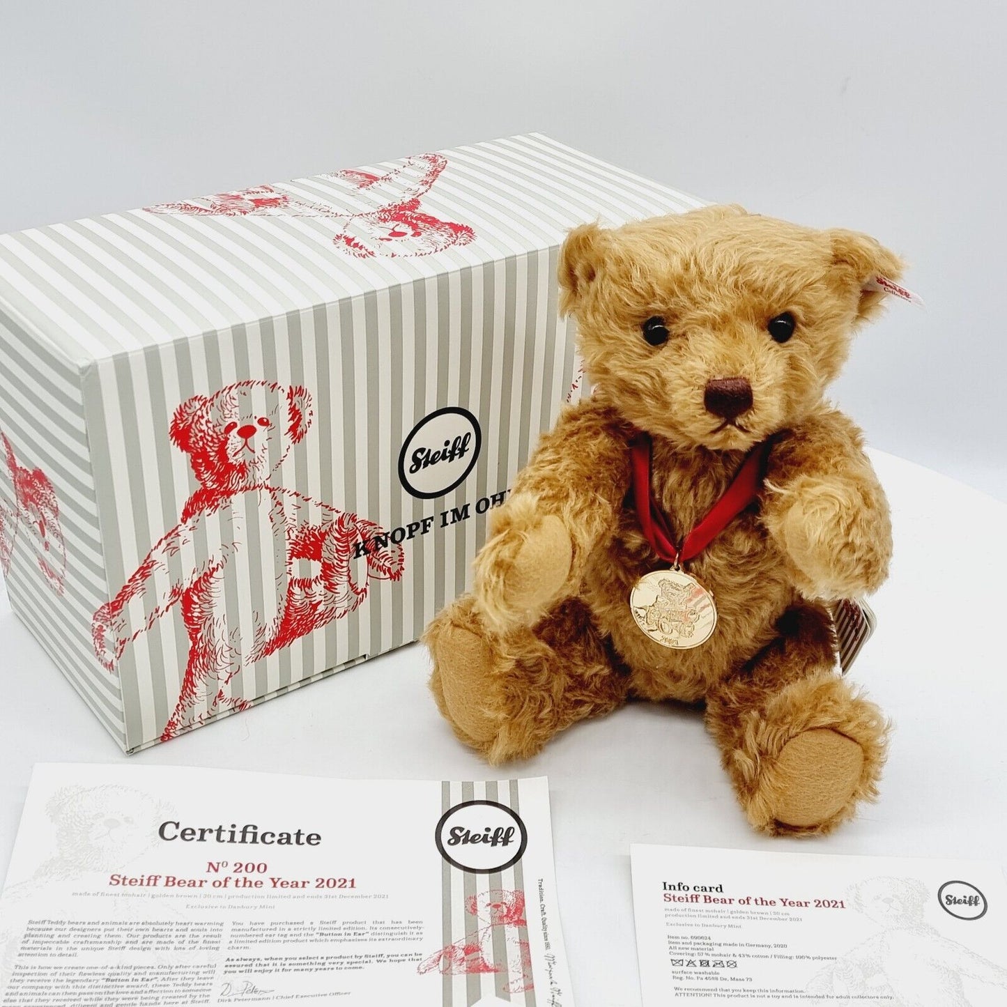Steiff Danbury Mint 690624 Teddybär Year Bear 2021 limitiert 2021 30 cm Mohair