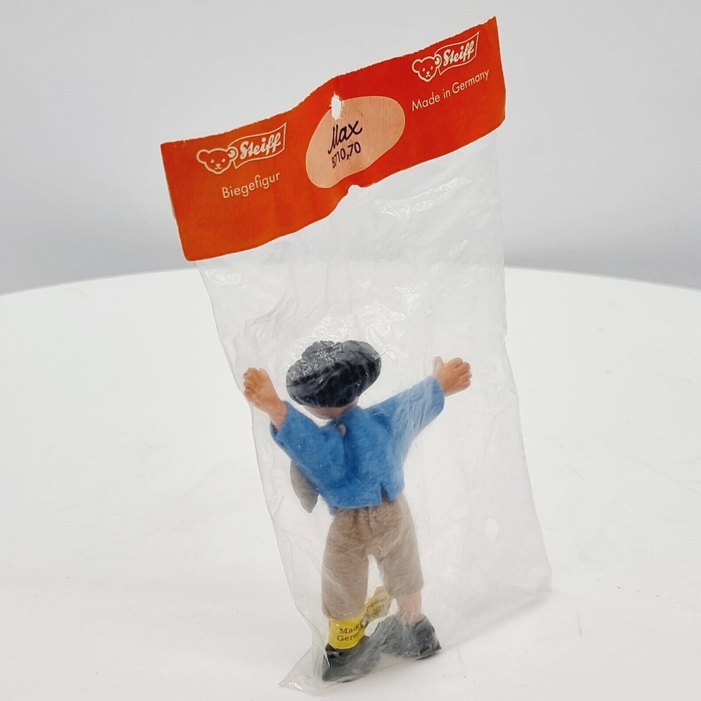 Steiff 8710,70 Biegefigur Max mit Filzbekleidung Originalverpackung 1962 - 1963