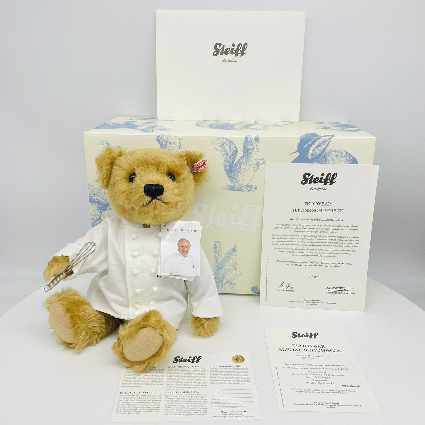 Steiff 990236 Teddybär Alfons Schuhbeck limitiert 1500 aus 2013 32 cm Mohair