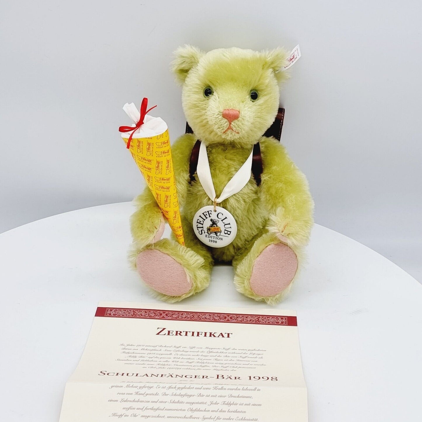 Steiff 420139 Teddybär Schulanfänger Club Edition aus 1998 30 cm Mohair