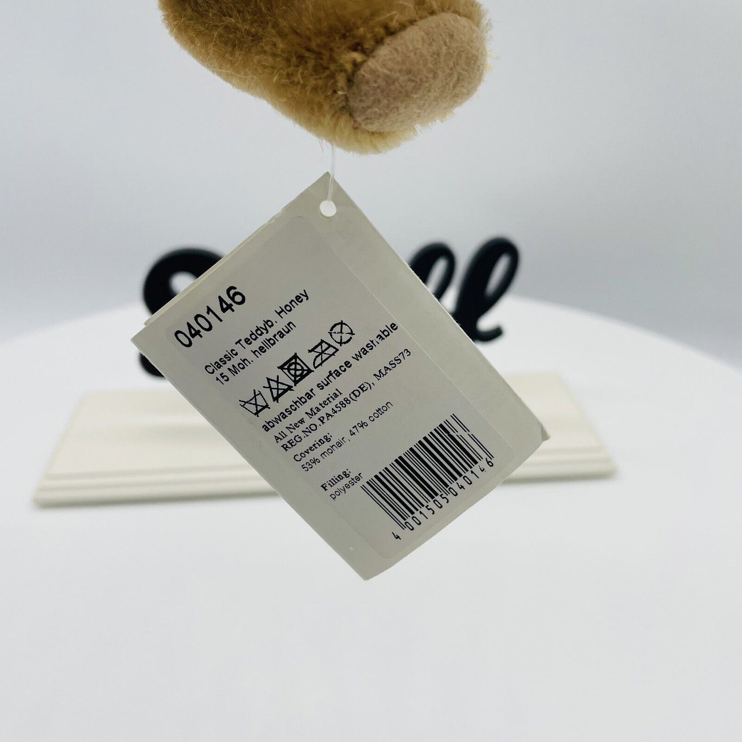 Steiff Teddybär mit Herzanhänger 040146 honigfarbigen 15cm Mohair