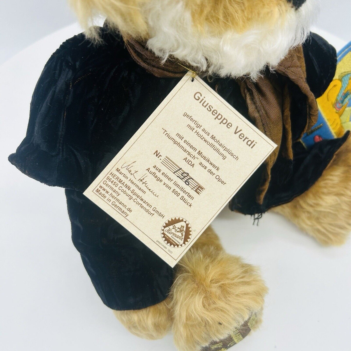 Hermann Coburg Teddybär Giuseppe Verdi limitiert 500 aus 2007 42 cm Mohair