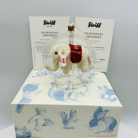 Steiff 021347 Ornament Filzelefant in Glaskugel limitiert 500 aus 2015 8 cm