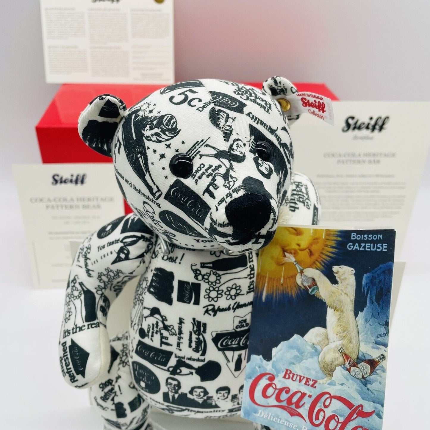 Steiff Coca Cola Heritage Pattern Teddybär 355394 limitiert 1500 Stück 2015