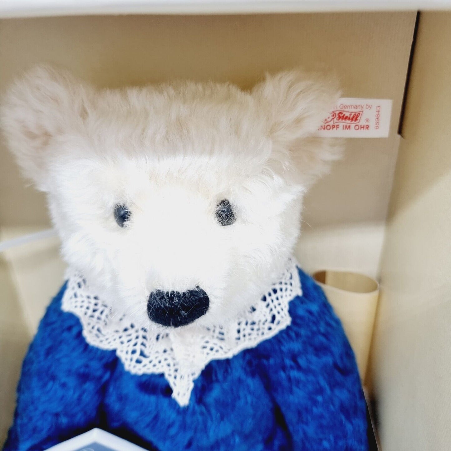 Steiff 659843 Holland Exklusiv Teddybär Delfter 1996 Weiss-Blau 33 cm limitiert