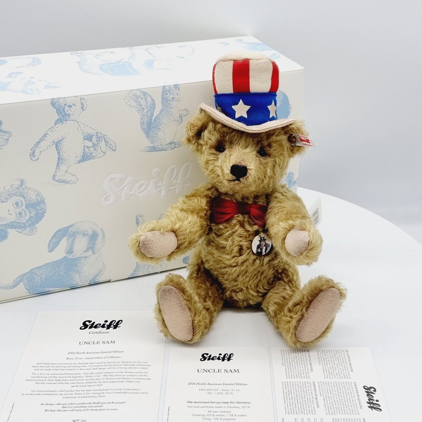 Steiff 683107 Teddybär Uncle Sam limitiert 2000 aus 2016 North America 31 cm