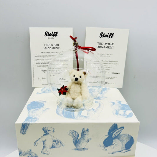 Steiff 034855 Teddybär Ornament in Glaskugel limitiert 500 aus 2014 8 cm