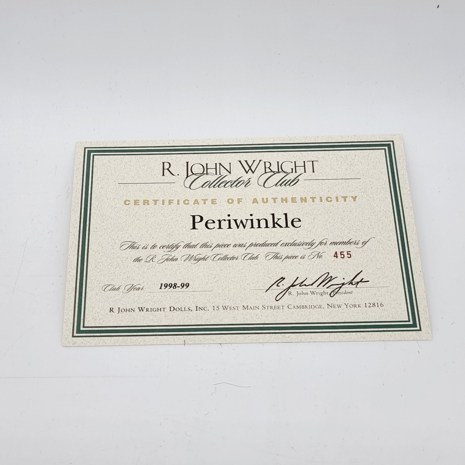 R. John Wright Periwinkle auf Nadelkissen limitiert aus 1998 15 cm