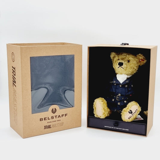 Steiff Belstaff Trialmaster 690679 Teddybär mit Mantel 35 cm Mohair Knopf Fahne