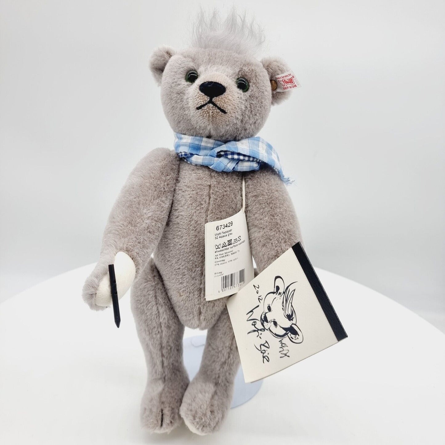 Steiff 673429 Wolfi Teddybär 32 cm Alpaca grau Jahr 2012 Wolfgang Joop