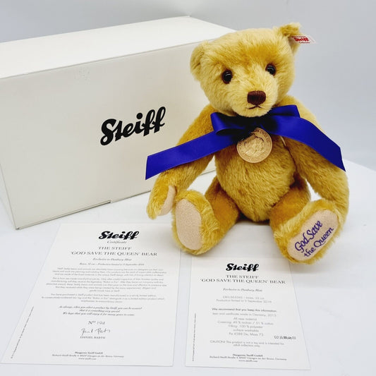 Steiff 663345 God save the Queen Teddybär Zeitlimitierung aus 2015 32 cm Mohair