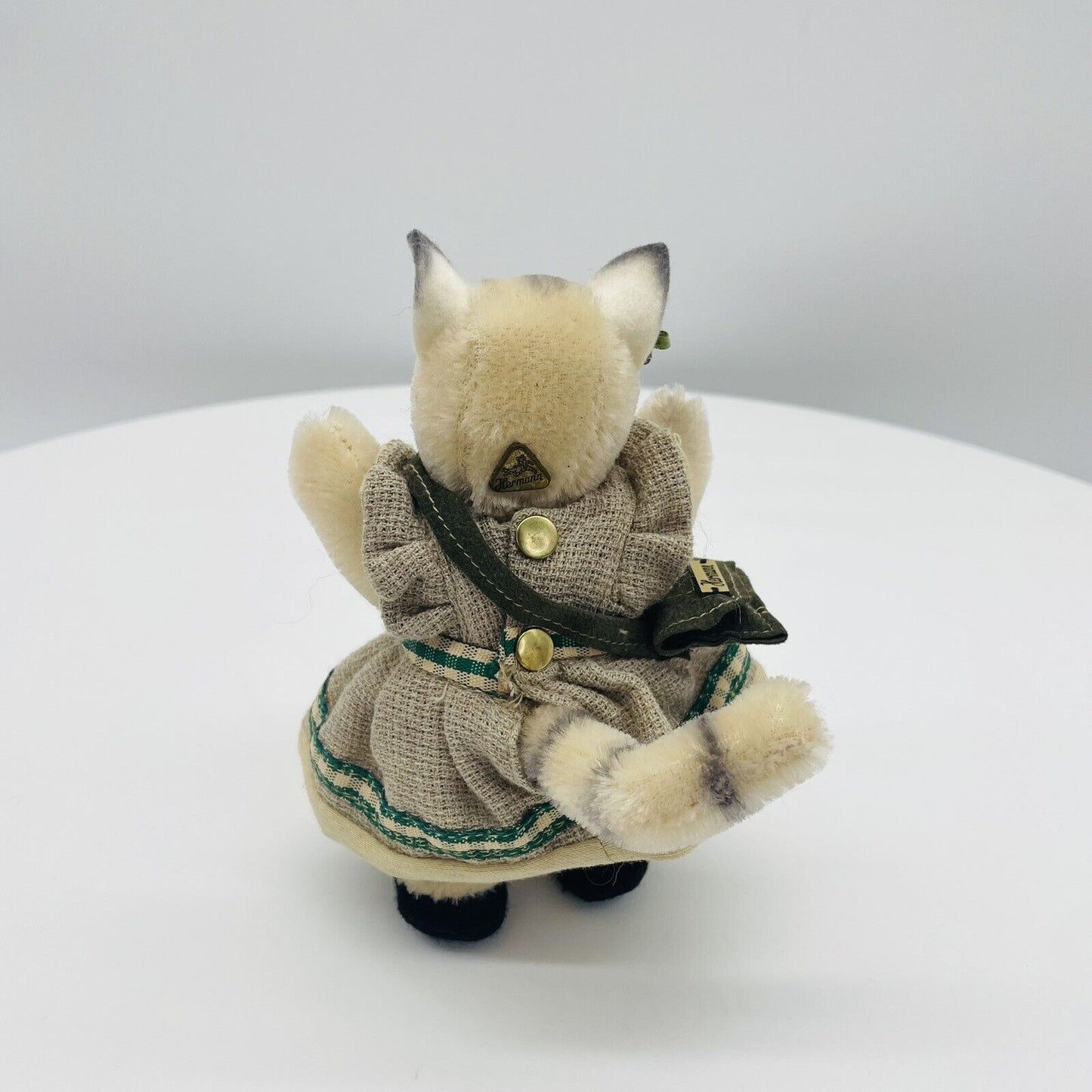 Hermann Coburg seltene Stehkatze mit Umhängetasche 14cm Mohair