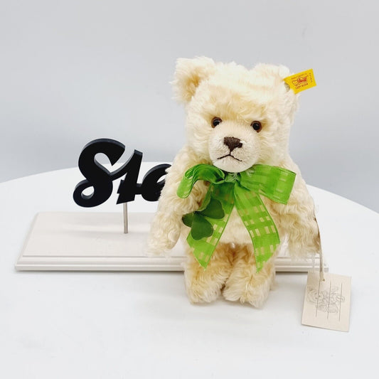Steiff 028120 Teddybär Good Luck 21 cm Glücksbringer mit grüner Schleife