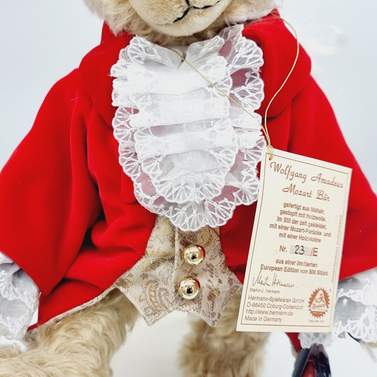 Hermann Coburg Teddybär Wolfgang Amadeus Mozart limitiert 500 42 cm Mohair