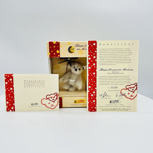 Steiff 037610 Teddybär Ornament mit Mistelzweig 10 cm 2005 limitiert 5000
