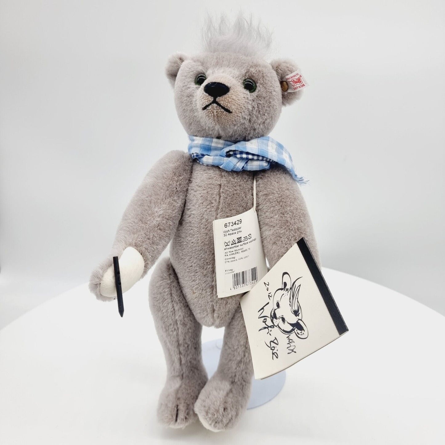 Steiff 673429 Wolfi Teddybär 32 cm Alpaca grau Jahr 2012 Wolfgang Joop