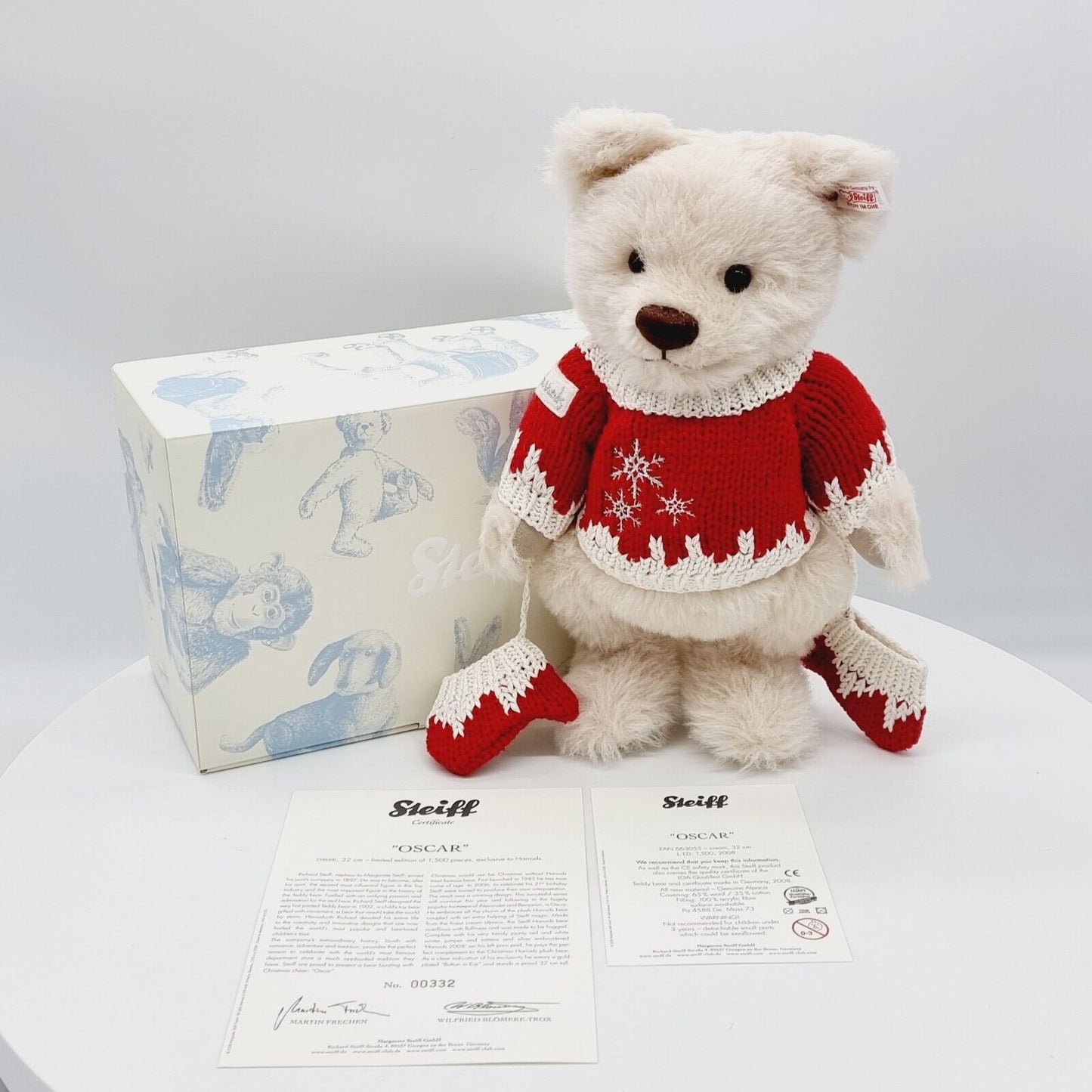 Steiff 663055 Teddybär Oscar für Harrods limitiert 1500 aus 2008 Alpaca  32 cm