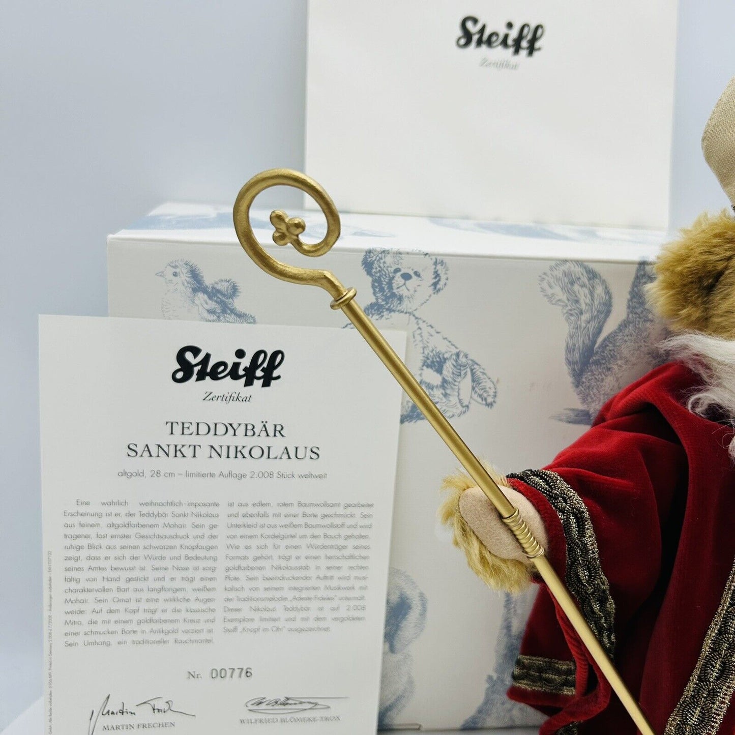 Steiff 037122 Teddybär Sankt Nikolaus limitiert 2008 aus 2008 28 cm Mohair