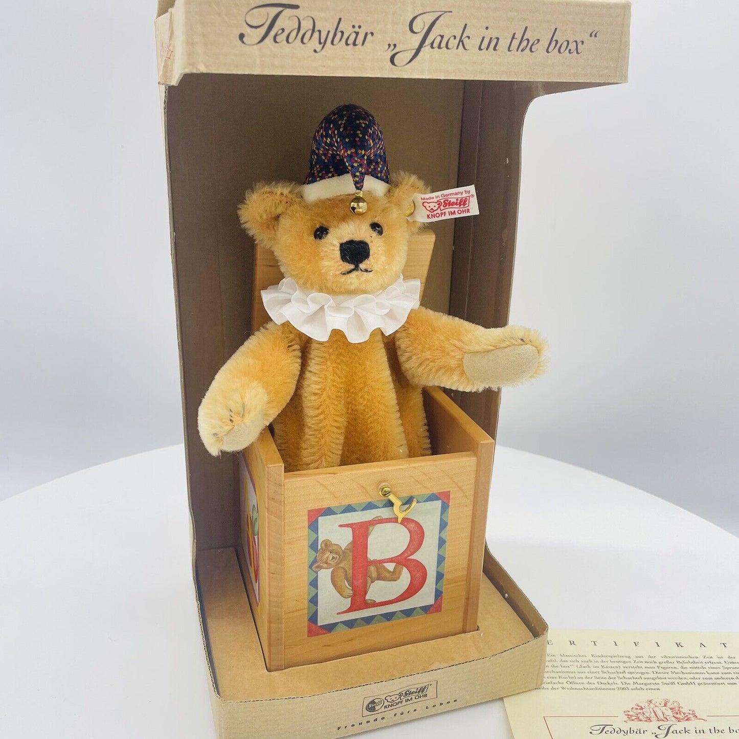 Steiff Teddybär Jack in the Box limitiert 3000 aus 2003 23cm Mohair