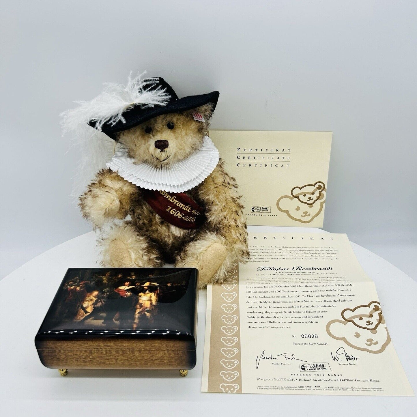 Nr. 30! Steiff 657610 Teddybär Rembrandt limitiert 1500 aus 2006 30 cm Mohair