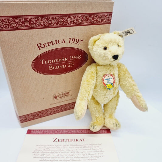 408328 Steiff Teddybär 1948 Replica 1997 25 cm blond limitiert