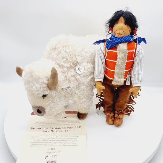 Steiff Filzpuppe Indianer mit Büffel 45 cm aus 1998 limitiert auf 750    411762