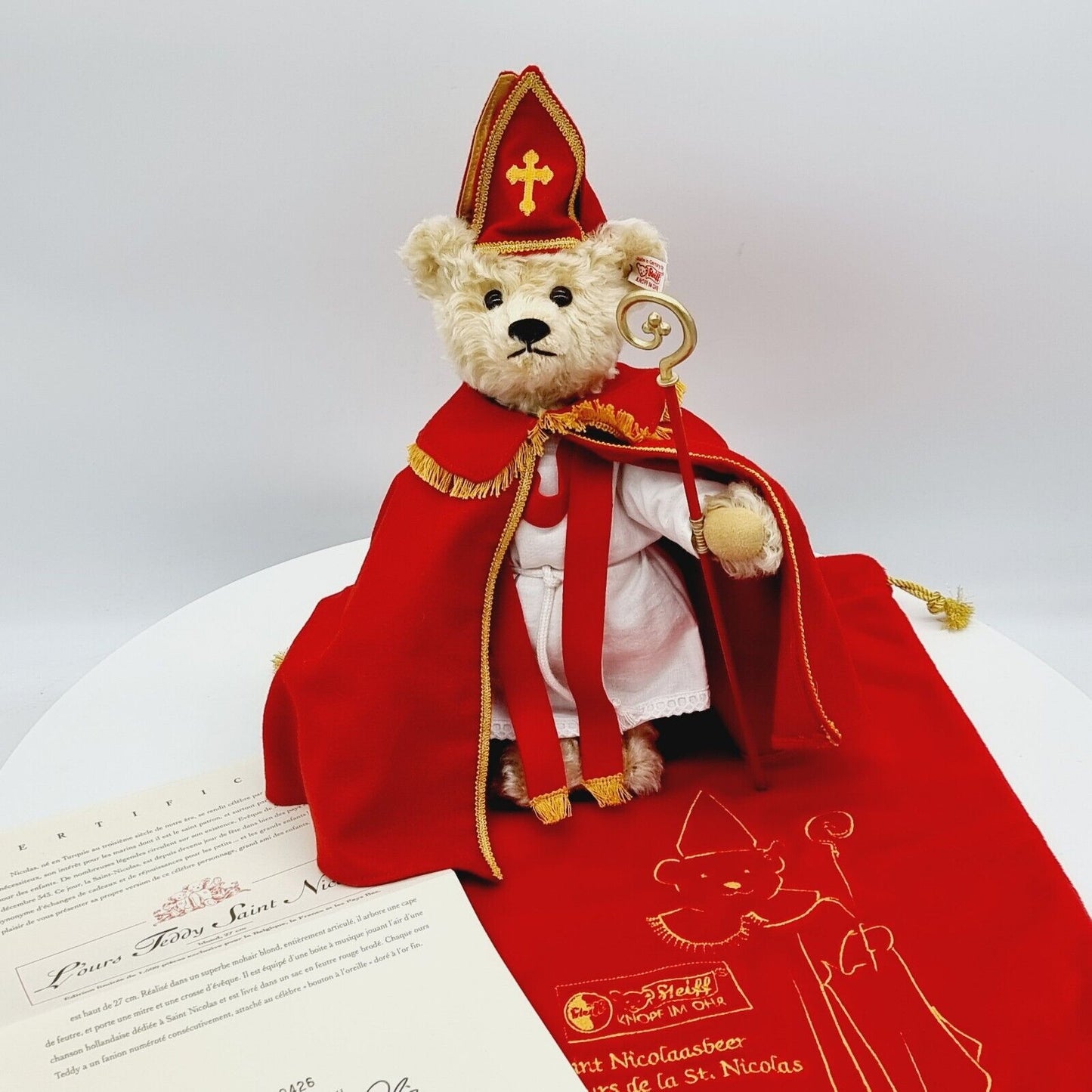 Steiff 661068 Teddybär Saint Nicolaus limitiert 1500 für Belgien 27 cm Mohair