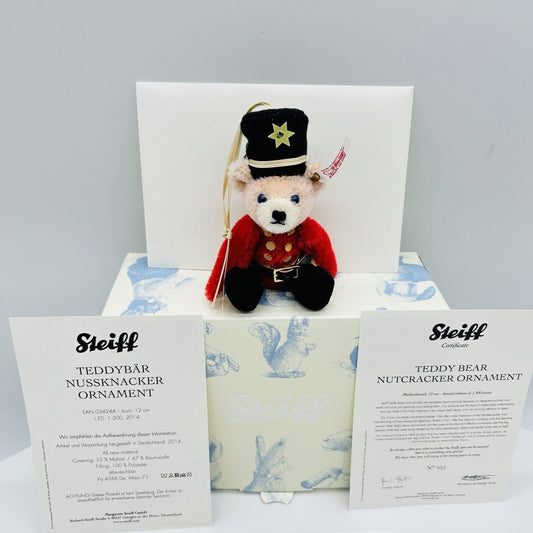 Steiff 034244 Ornament Teddybär Nussknacker limitiert 1500 aus 2014 12 cm Mohair