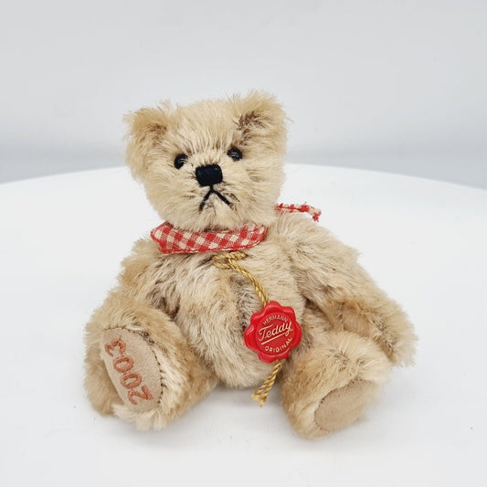 Hermann Teddy Original Jahresbär 2003 mit Schleife 12 cm Mohair
