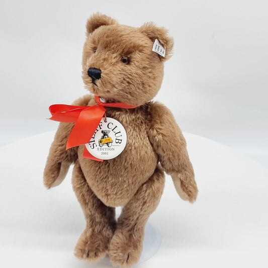 Steiff 420245 Edition 2001 Teddybär 35 cm mit Schleife und Porzellan-Marke