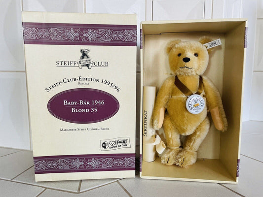 Steiff Teddybär 1946 blond 35 cm 1995 EAN 420054 Club limitiert Zertifikat OVP
