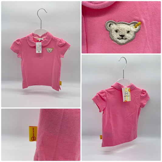 Steiff Poloshirt kurzarm Gr. 68 mit Teddybären- Aufdruck Mädchen Teddybär