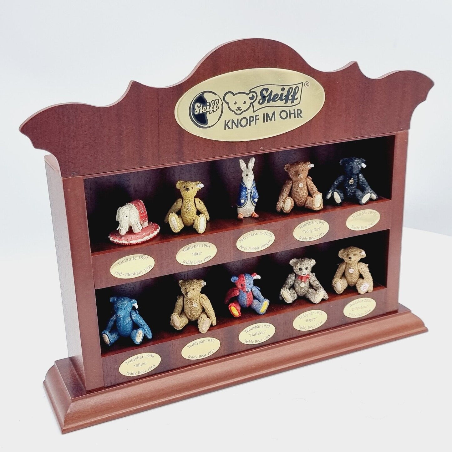 Steiff 430503 Zinn-Miniaturen Collection Teddybären mit Holzregal