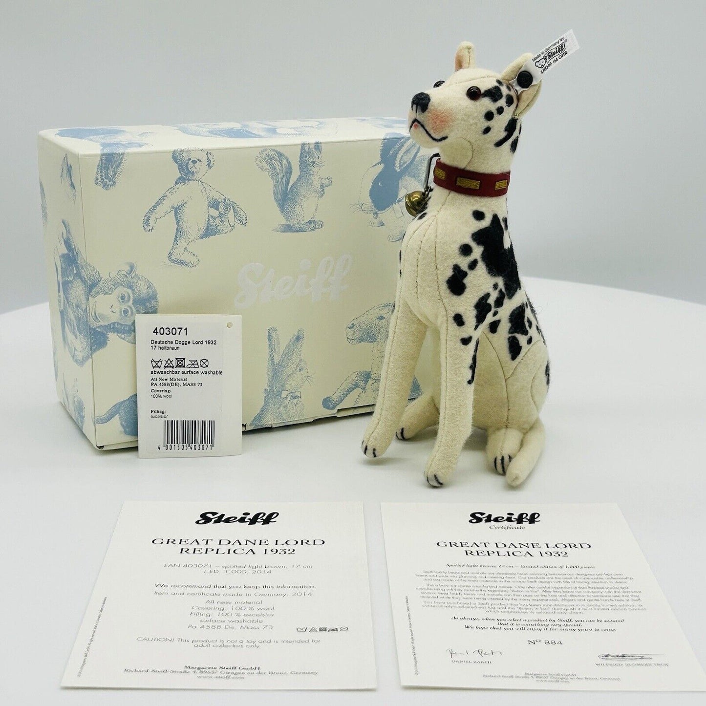 Steiff 403071 Deutsche Dogge Replica 1932 limitiert 1000 aus 2014 17 cm Filz