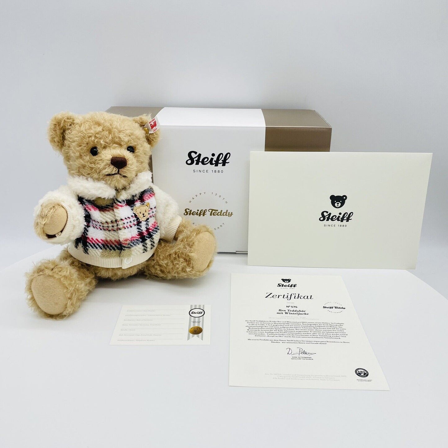 Steiff Teddybär Ben mit Winterjacke 007231 limitiert 1902 aus 2022 28 cm Mohair