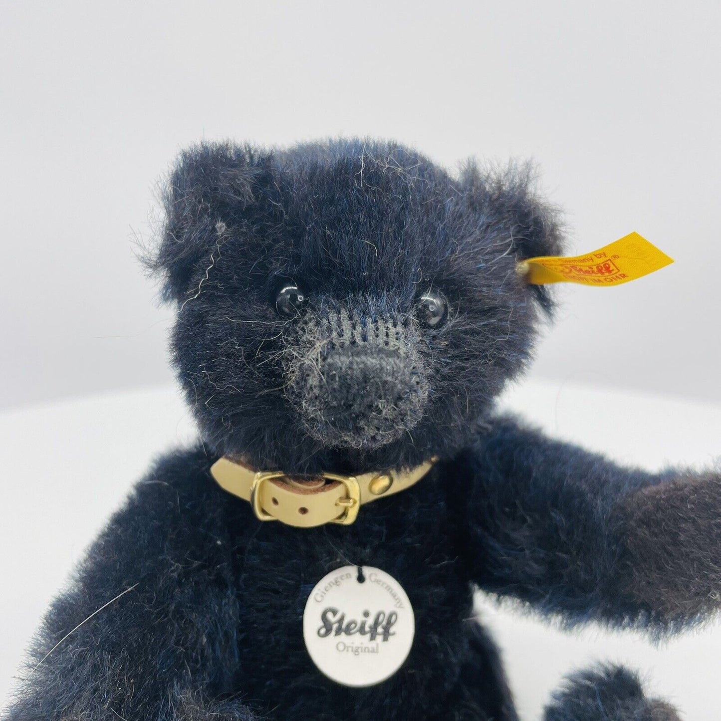 Steiff Classic Teddybär blaum mit Halsband 039171 18cm Alpaca