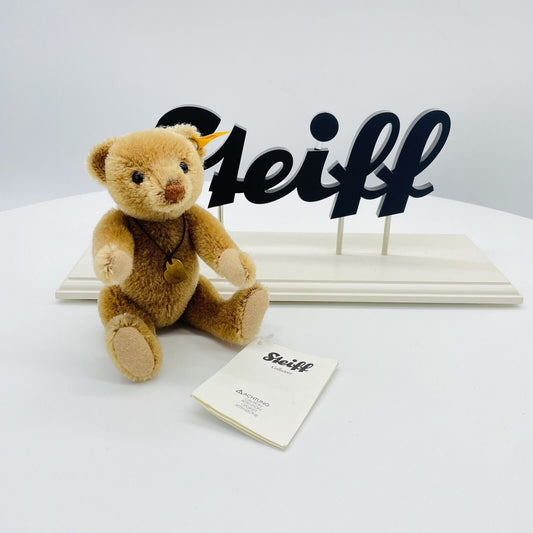Steiff Teddybär mit Herzanhänger 040146 honigfarbigen 15cm Mohair