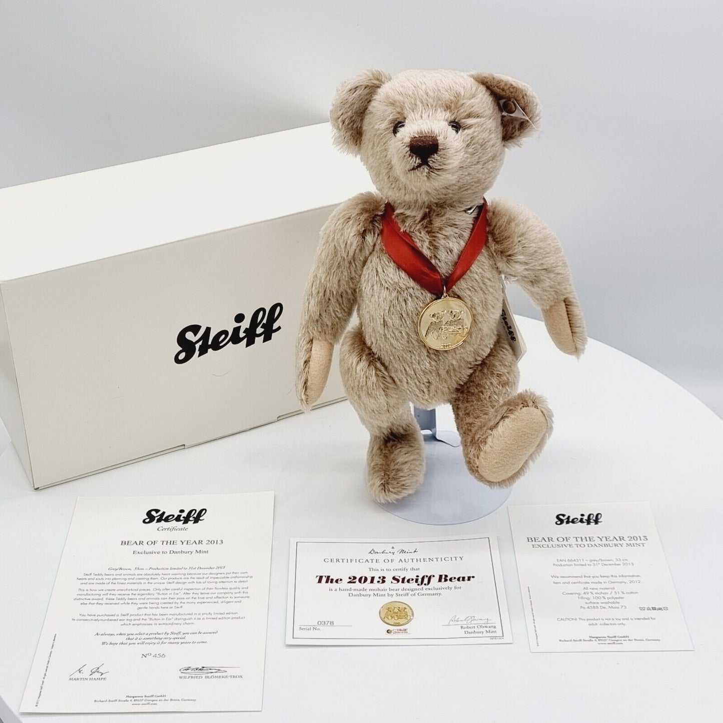 Steiff Danbury Mint 664311 Teddybär Year Bear 2013 limitiert 2013 33 cm Mohair