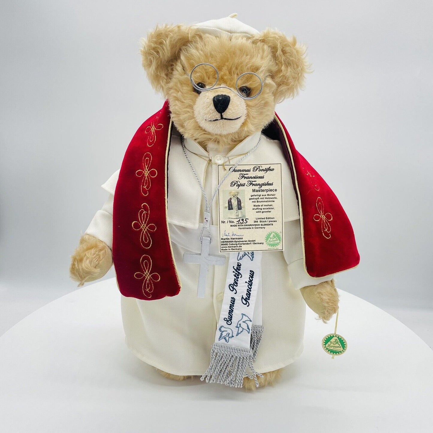 Hermann Coburg Teddybär Summus Pontifex Franciscus Masterpiece 40cm