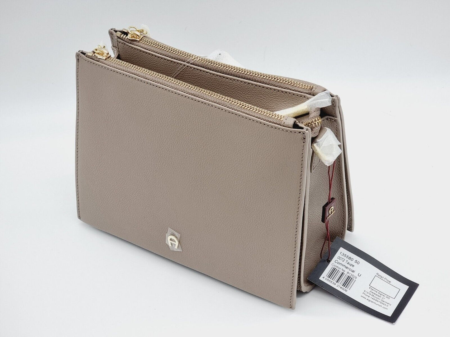 Aigner Handtasche Lana Taupe Leder Umhängetasche Bag Neu Umhängetasche