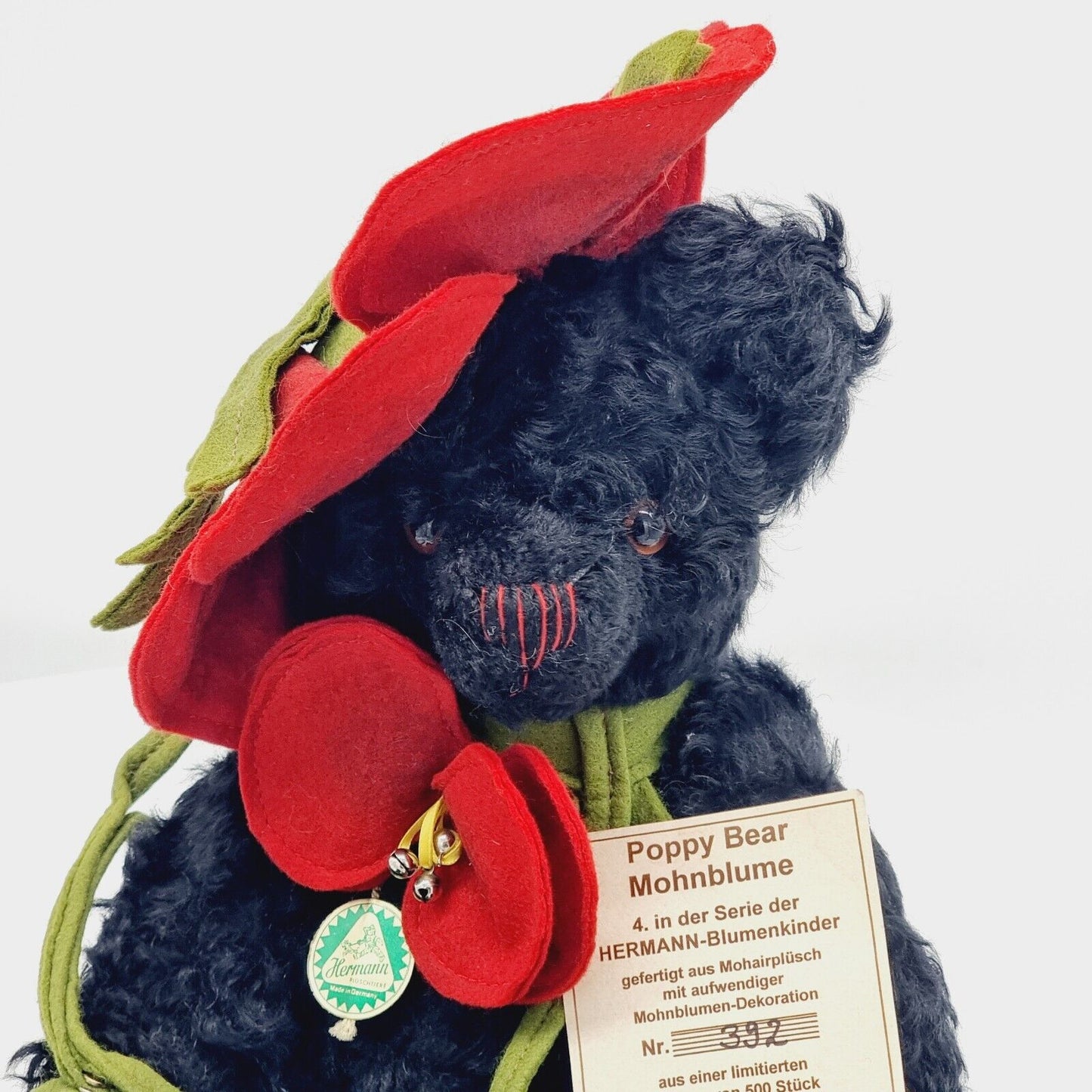 Hermann Coburg Teddybär Poppy Bear Mohnblume limitiert 500 35 cm Mohair