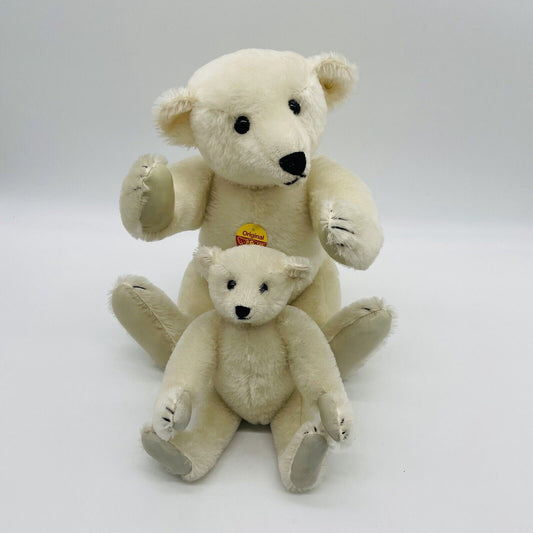 Steiff Set bestehend aus zwei Eisbären Mohair mit Brustschild ohne Fahne